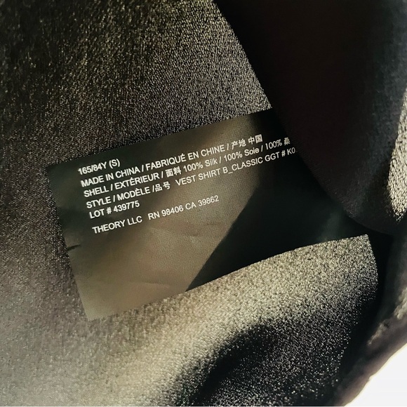 Theory SMALL 100% silk Vest Shirt in black - Picture 4 of 6